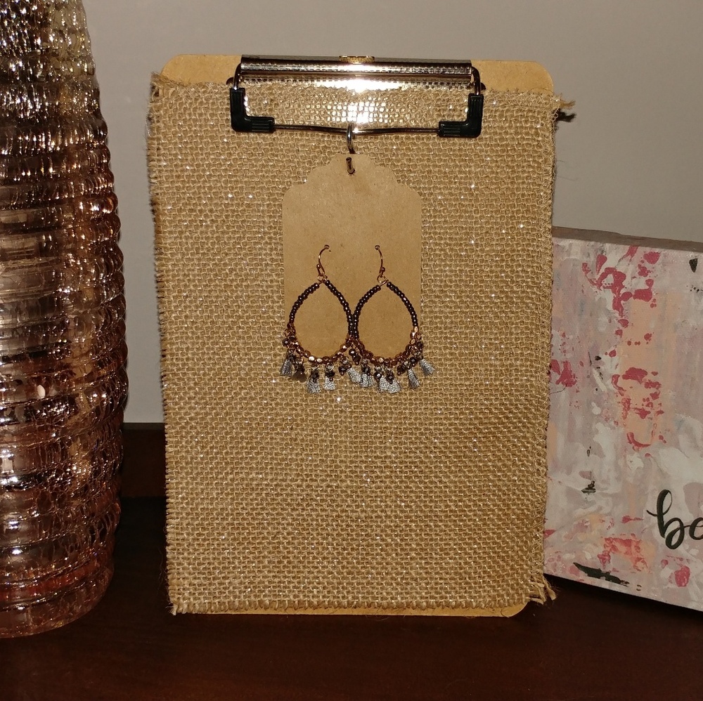 Gold & Grey Tassel Earrings-New